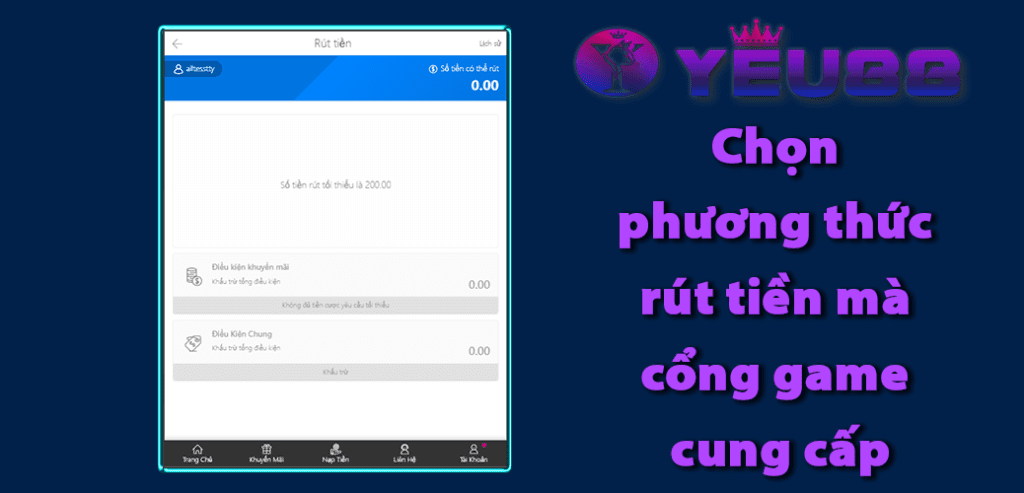 Yeu88 Hướng dẫn rút tiền