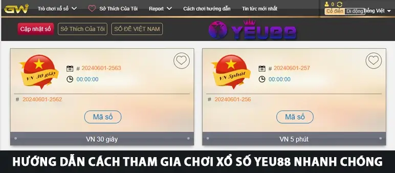 Hướng dẫn cách tham gia chơi Xổ số Yeu88 nhanh chóng